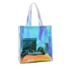 Holographic PVC fabric transparent waterproof tote shopping bag
