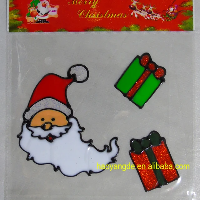 santa claus & gift boxes christmas gel sticker glitter