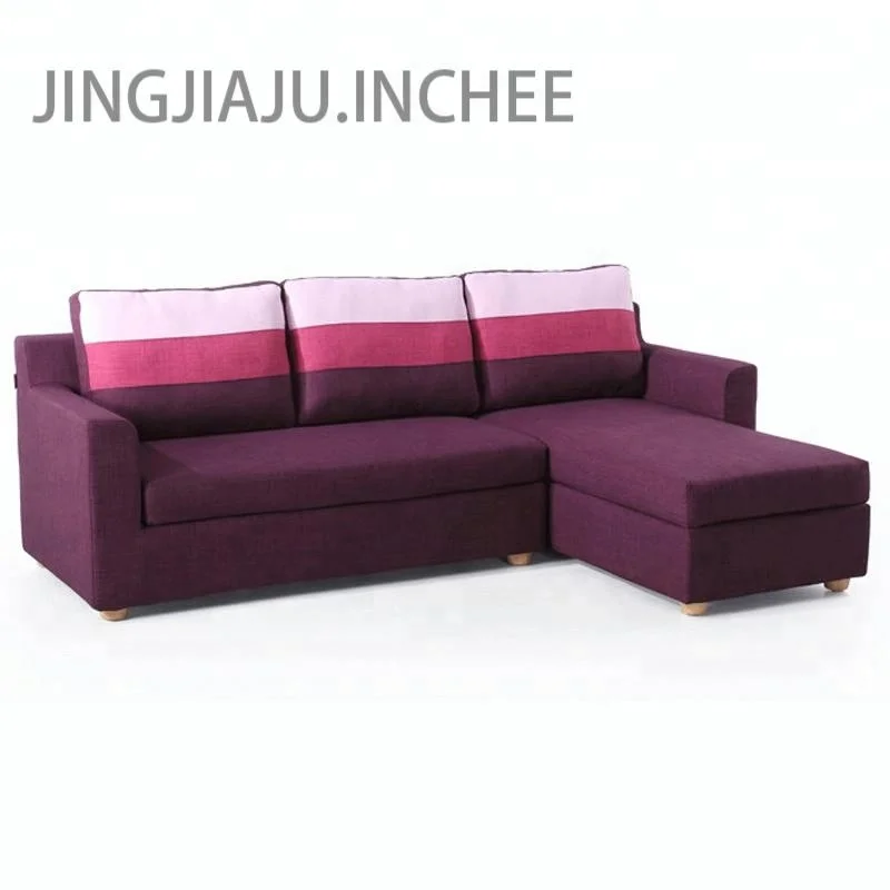 elegant contrast color fabric l shaped sofa set