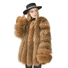 Mao Mao Fur Custom Style Winter Warm Women Raccoon Fur Coat Long Sleeve Full Pelt Jacket with Real Fur