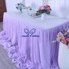 CL071A New design beautiful 2019 custom made many colors light purple pleated table cloth or bridal table skirt