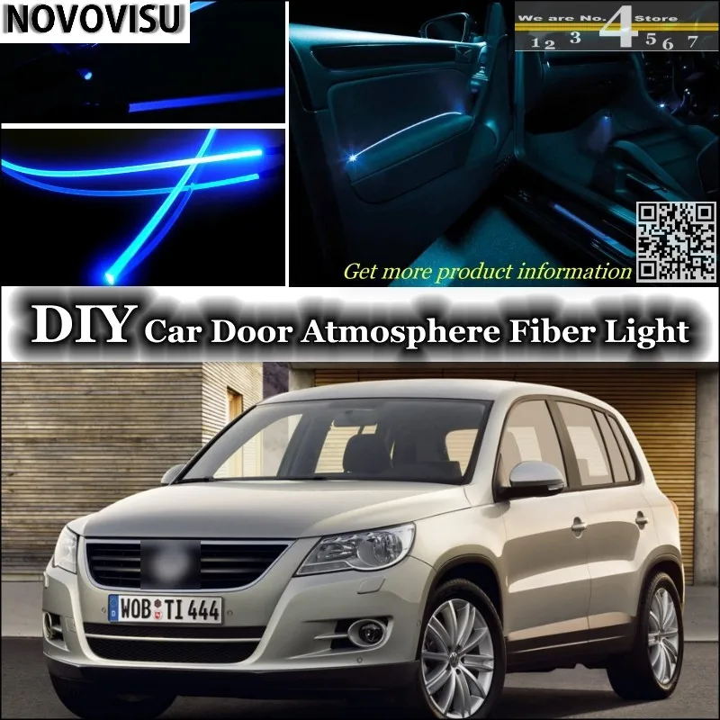 NOVOVISU For Volkswagen VW Tiguan interior Ambient Light Tuning Atmosphere Fiber Optic Band Light Inside Door Panel illumination