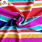 Colorful rainbow FDY print stripe stock lot single lining jersey composition fabric