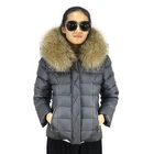 Coat High Quality Simple Style Down Coat With Real Raccoon Fur Hood
