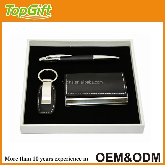 2015 new office gift set with leather material for promotion