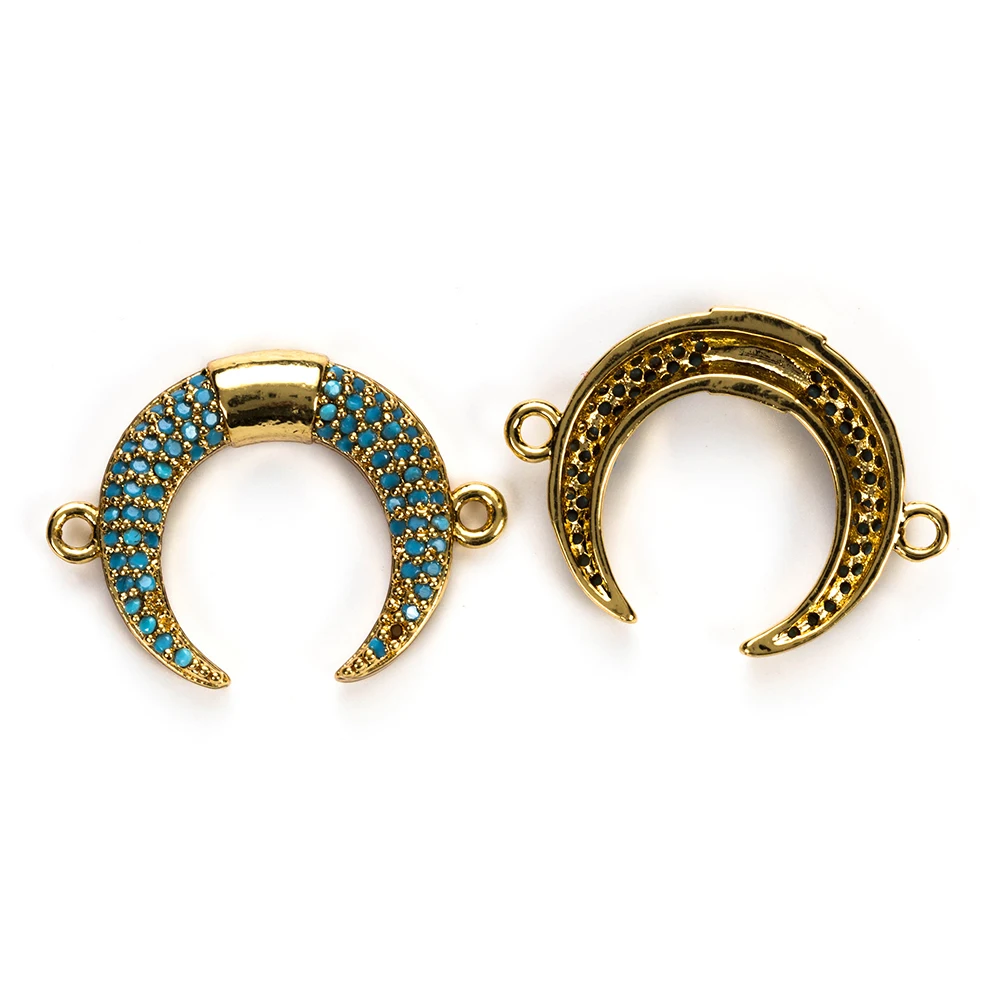 Copper Moon Shape Charms Cubic Zircon Paved Beads Connector Accessories, As show
Copper Moon Shape Charms Cubic Zircon Paved Beads Connector Accessories, As show