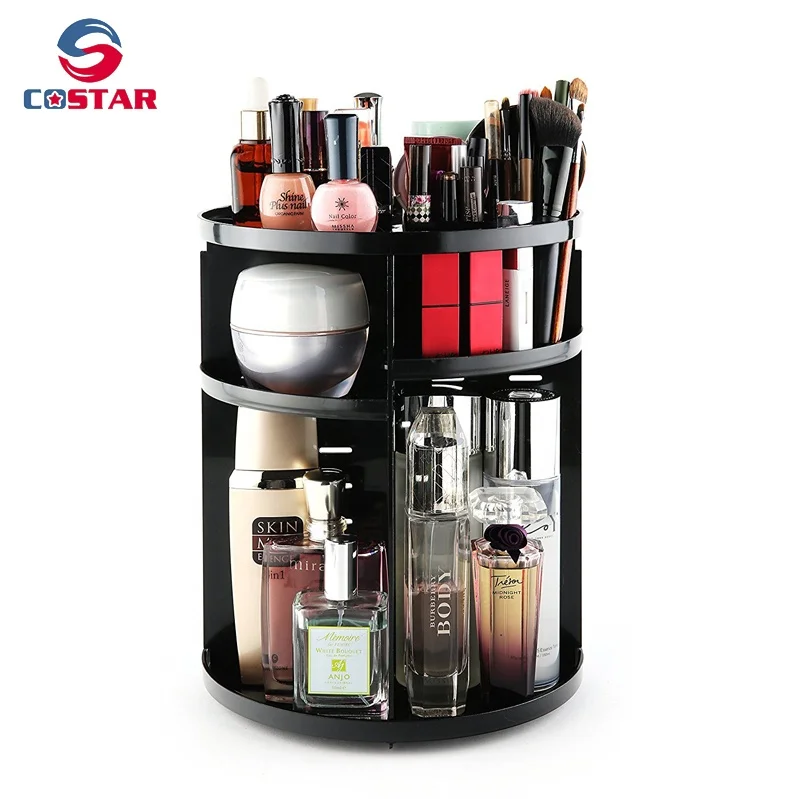 Wholesale black cosmetic storage display rack 360 rotating plastic makeup organizer, White;black;pink
Wholesale black cosmetic storage display rack 360 rotating plastic makeup organizer, White;black;pink