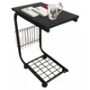 Rolling casters C table sofa couch bed side table snack end table with storage basket