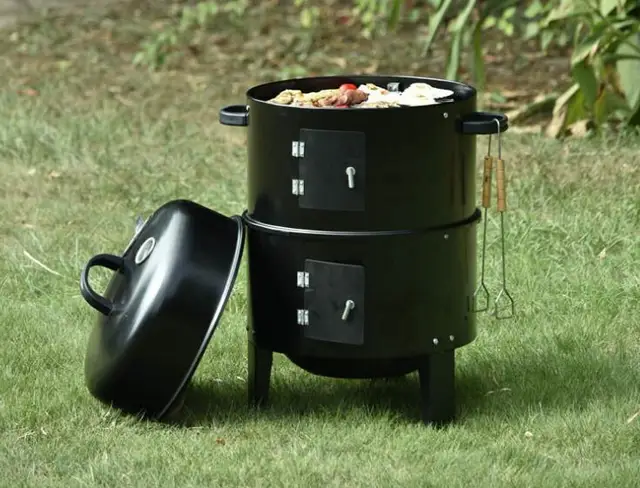DIY Smoker BBQ Grill Round Charcoal Stove Outdoor Bacon Portable Barbecue  Grills 40x80cm - AliExpress