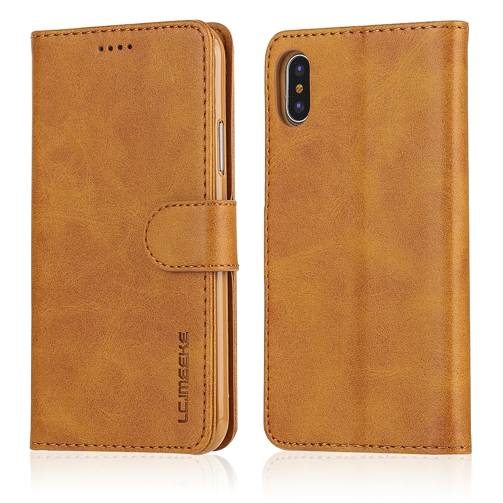 

LC.IMEEKE PU Leather Flip Wallet Stand Case Cover for iPhone Xs Xr Xs max For Samsung Galaxy A6 A7 A8 A9 J4 J6 2018 S6 S7 S8 S9