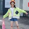 KS1074 Fashionable contrast color pocket sports style kid girls jacket 2019