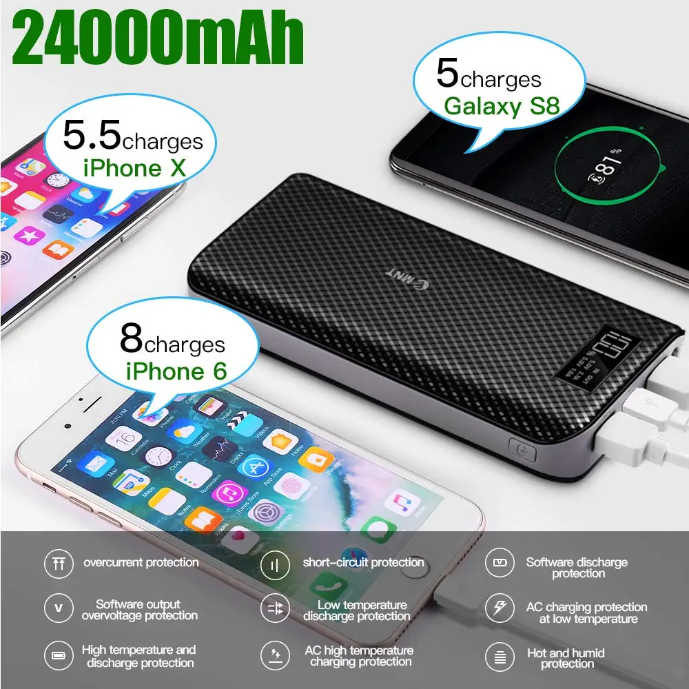 New product power bank 20000mah fast charging power banks zmnt PD 18W powerbank built-in 2 charging cables Settpower PB165 - ANKUX.COM