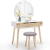 Free shipping USA Tribesigns white dresser with mirror and lights Wood Makeup Vanity Dressing Table set
