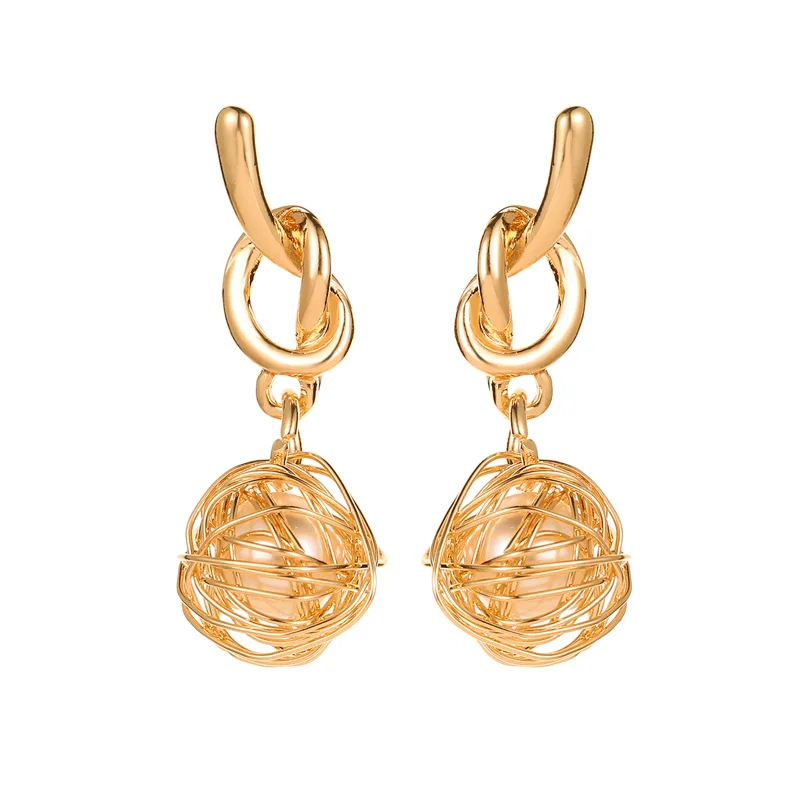 Fashion Hollow Pearl Drop Earrings Matte Gold Twist Knot Pendant Earring for Women Charm Jewelry (KER382), Same as the picture
Fashion Hollow Pearl Drop Earrings Matte Gold Twist Knot Pendant Earring for Women Charm Jewelry (KER382), Same as the picture