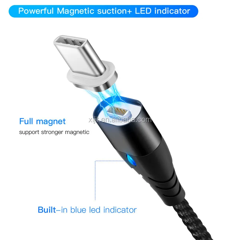LED QC 3.0 5V 3A Magnetic Micro USB Type C Cable For iPhone 1M Fast Data Sync Charging Phone Magnet Cable Charger - ANKUX.COM