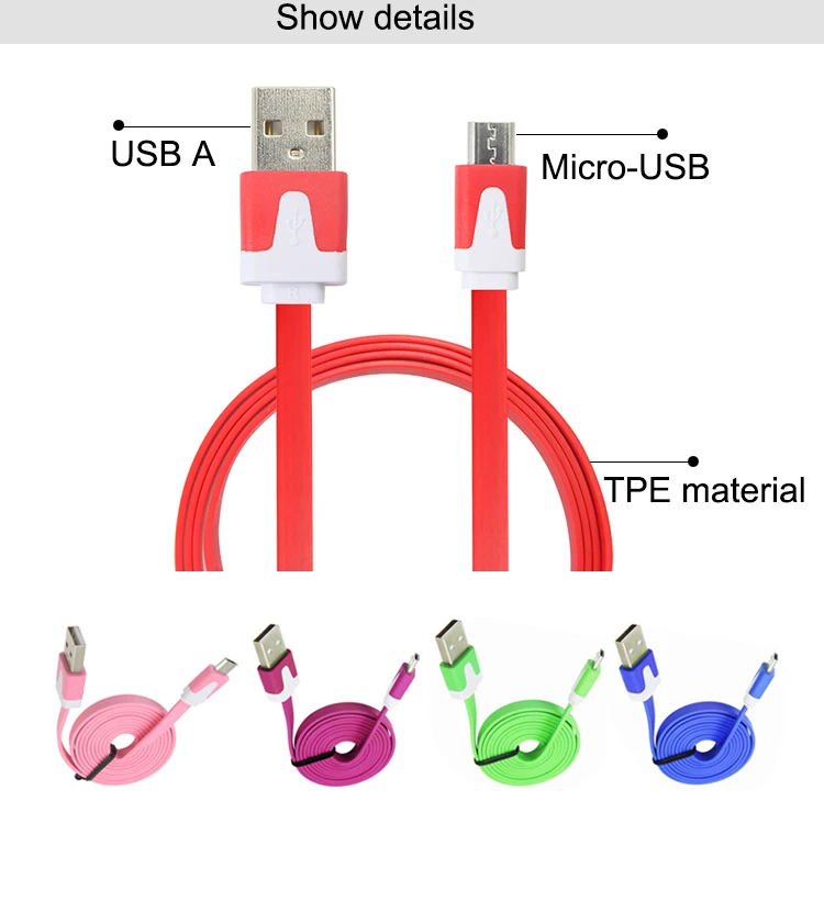APPACS New Flat Style Tpe Noodle Cable Micro Usb Data Charging Sync Data Cable For Samsung /Xiaomi/Letv Usb Charging - ANKUX.COM