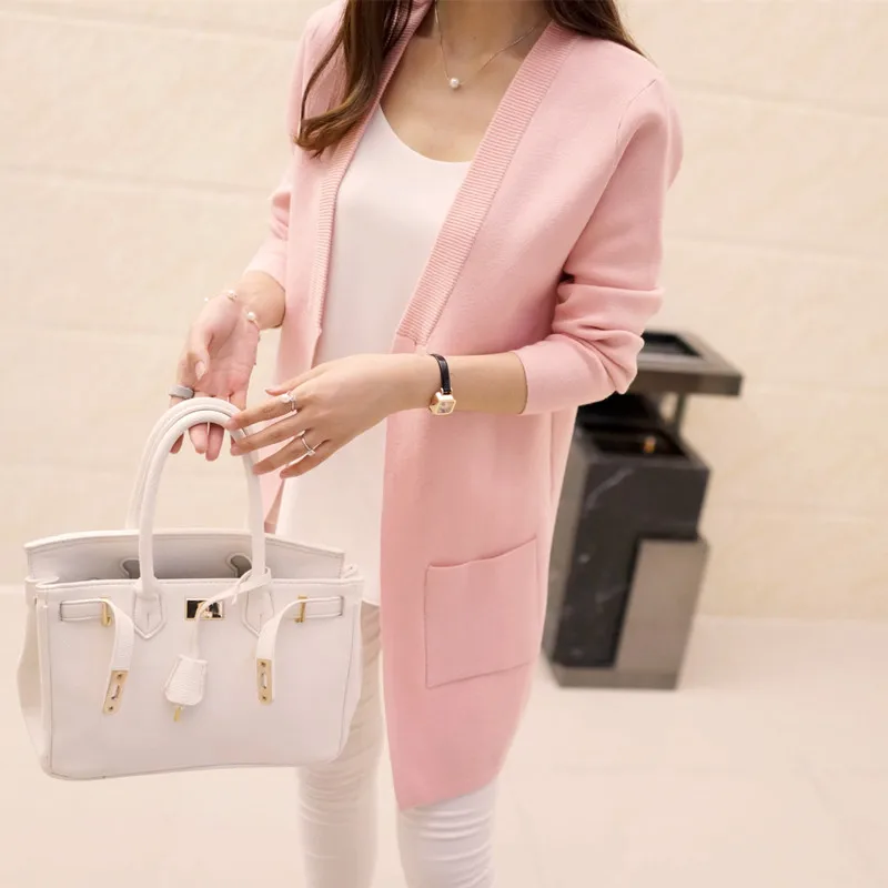 2018 Women Spring Autumn Sweater Outwear Coat Long Cardigan Slim Pocket Loose Knit Sweater, Pink;black;beige;watermelon red.
2018 Women Spring Autumn Sweater Outwear Coat Long Cardigan Slim Pocket Loose Knit Sweater, Pink;black;beige;watermelon red.
