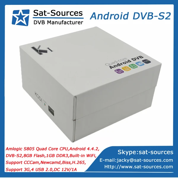 Top Selling K1 Android DVB-S2 Receiver XBMC Amologic S805 Wholesale DVB-S2 Android Smart TV Set Top Box