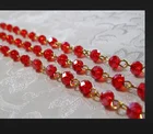 rosary linked crystal glass faceted bead chain for jewellery