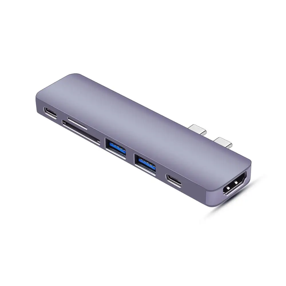 Thunderbolt 3 Aluminium Alloy Type C HUB For Mackbook Pro with HD MI + PD*2 + SD/TF Card Reader + USB 3.0*2, Black silver grey
Thunderbolt 3 Aluminium Alloy Type C HUB For Mackbook Pro with HD MI + PD*2 + SD/TF Card Reader + USB 3.0*2, Black silver grey