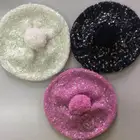 GRIL'S 70/30 NYLON/WOOL KNITTED HAT GLOVE SETS WITH SEQUINS