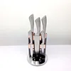 High Quality Stainless Steel Kitchen Knives set Revolve Acrylic Block KC-9019