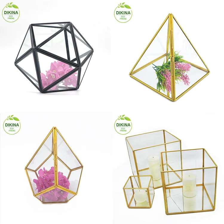 New product ideas 2018 indoor decorative brass wedding table centerpiece mini box, glass terrarium china home decor wholesale