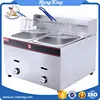 Stainless steel durable commercial gas fryer, 2 tank 2 basket counter top gas fryer wholesale