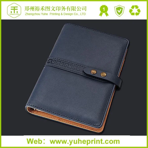 oem logo stationery wholesale pu cover printing black leather