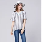 SN9217 2017 fashion v neck chiffon blouse for fat women
