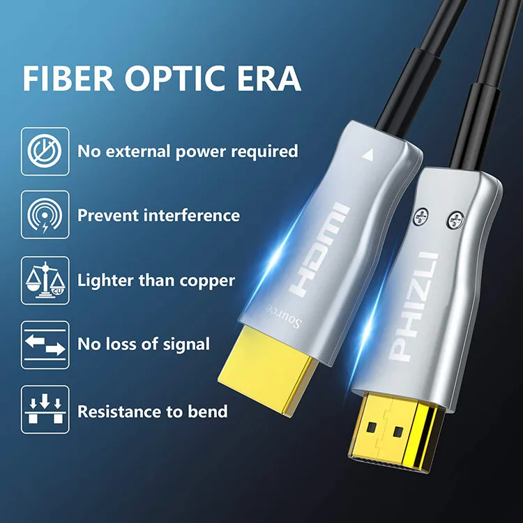 Fiber HDMI cable Manufacturer 10M 15M 20M 30M 50M 70M 80M 100M 4K/60Hz RGB 4:4:4 18Gbps Fiber Optic HDMI 2.0b cable - ANKUX.COM