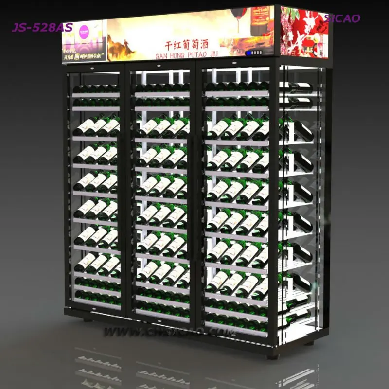 1000l Four Wall Glass Doors Wine Display Showcase For Liquor Beer