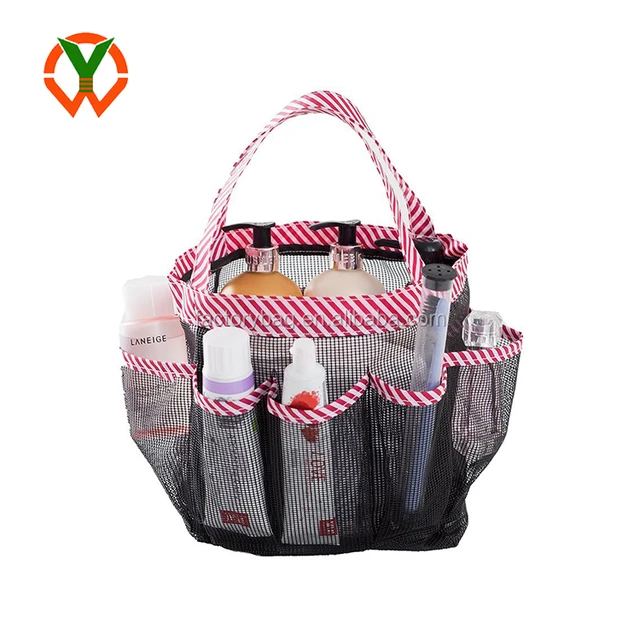 quick dry durable polyester mesh shower tote bag with many