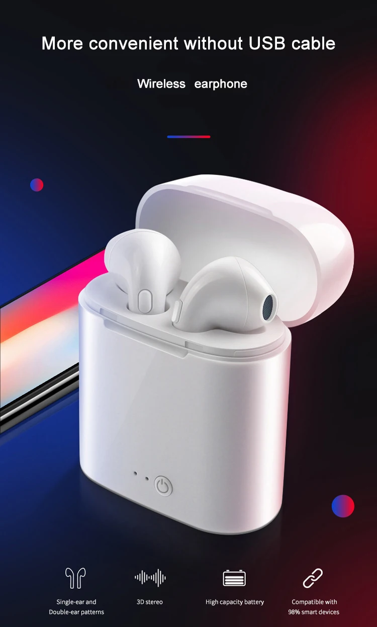 2019 hot selling Mini Wireless Music Stereo Sound Bass Handfree Blue tooth Earbud TWS i7s Headphone Earphone - ANKUX.COM