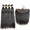 Malaysian Straight Hair Bundles With Lace Frontal 13*4 Non-Remy Human Hair