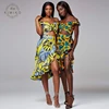 Slash Neck Short Tops & Midi Bodycon Skirts Two Piece African Suits For Women