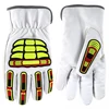 White Goatskin Leather TPR Back Anti Cut Puncture Impact Resistant Protective Leather Safety Work Gloves