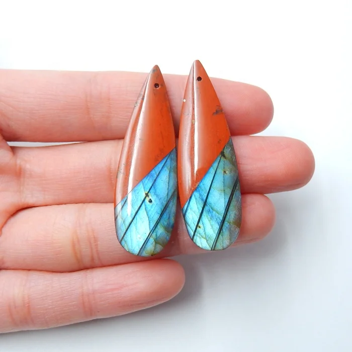 Natural Beautiful Labradorite Red River Jasper Inlay Earring Pair for Women 42x13x4mm 12.7g, Multi color
Natural Beautiful Labradorite Red River Jasper Inlay Earring Pair for Women 42x13x4mm 12.7g, Multi color