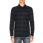 Dongguan Wholesale Long Sleeve Teal Navy Men Plaid Flannel Shirt