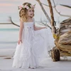 Lovely Bohemian Flower Girl Dresses For Wedding Ruffled Kids Pageant Gowns Flowers Lace Party Communion Dress
