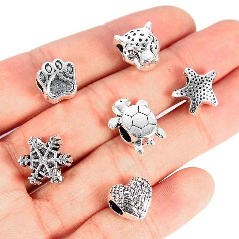 30pcs Mixed Turtle Love Heart Starfish spacer Beads large Holes Zinc Alloy Spacer Beads DIY Bracelet For Child Accessories, Silver
30pcs Mixed Turtle Love Heart Starfish spacer Beads large Holes Zinc Alloy Spacer Beads DIY Bracelet For Child Accessories, Silver