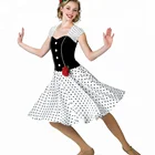 high quality white and black dot classic dance dress dance costume stage wear ballroom dresses for girls
