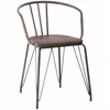 Modern Design Industrial Metal Wire Frame Wood Seat Dining Table Chair for Restaurant
