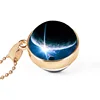 Glass Cabochon Necklace Planet Galaxy Universe Jewelry Glow In The Dark Long Chain Luminous Glowing Pendant Necklace For Women