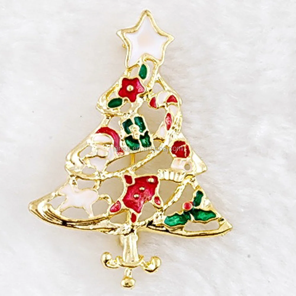 alloy christmas tree brooch