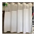 Hafei white plain double layer plastic hookless waterproof hotel shower curtain