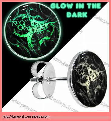 Glow in the Dark Steampunk Gears Stud Earrings Logo Cheap Body Jewelry Fake Ear Plugs Piercing