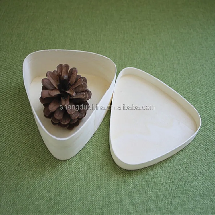 triangle empty wooden decorated gift boxes with lids