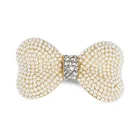 Hot Sale Bowknot Pearl Hair Clip Barrettes Alloy White Pearl Rhinestone Bridal Hair Accessories for Women