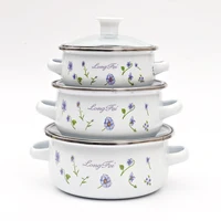 New arrival white applique enamel pot/cookware set with enamel handle and glass lid
New arrival white applique enamel pot/cookware set with enamel handle and glass lid
